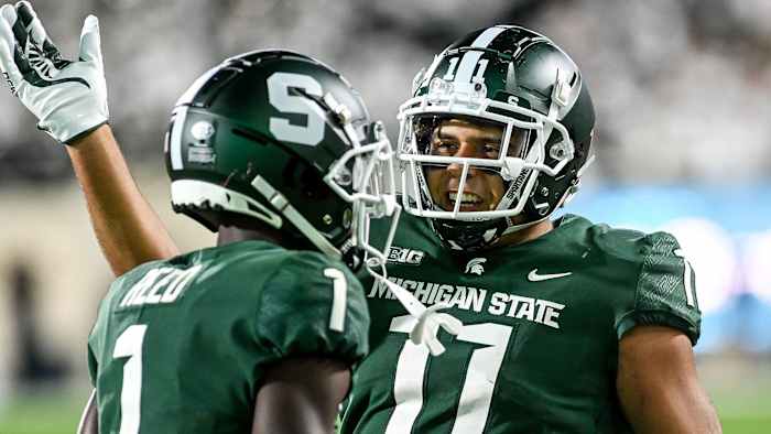 Michigan State players celebrate during their win over Nebraska
